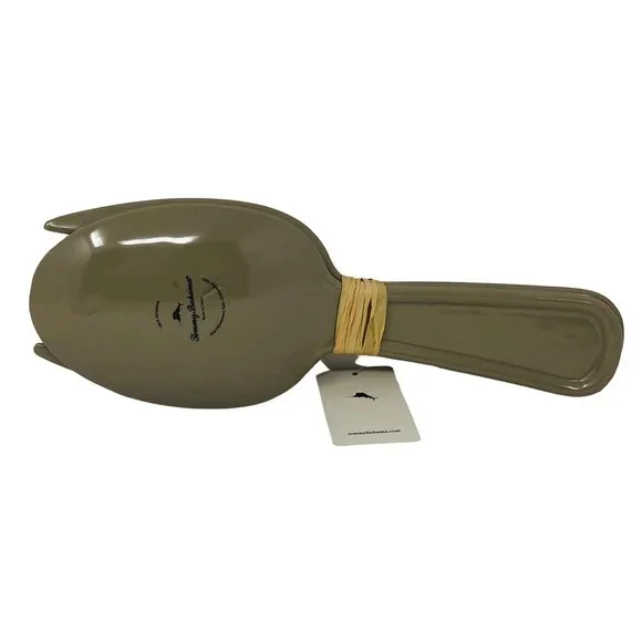 Tommy Bahama Gray Rustic Crackled Salad Server Set Serving Spoon Fork New - Picture 3 of 3